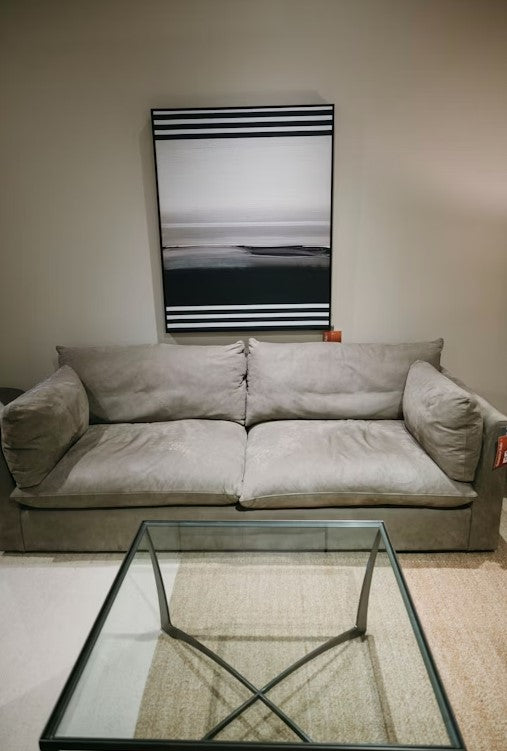 Grand Leather Stone Gray Sofa