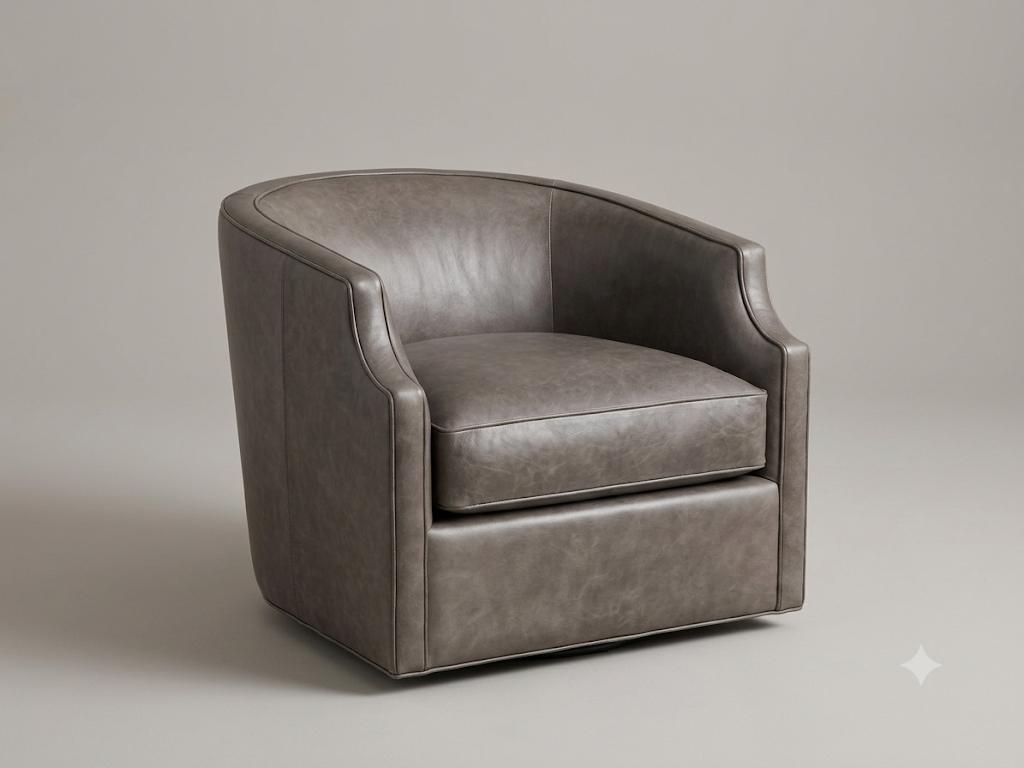 Swivel Glider Chair in Dove Leather