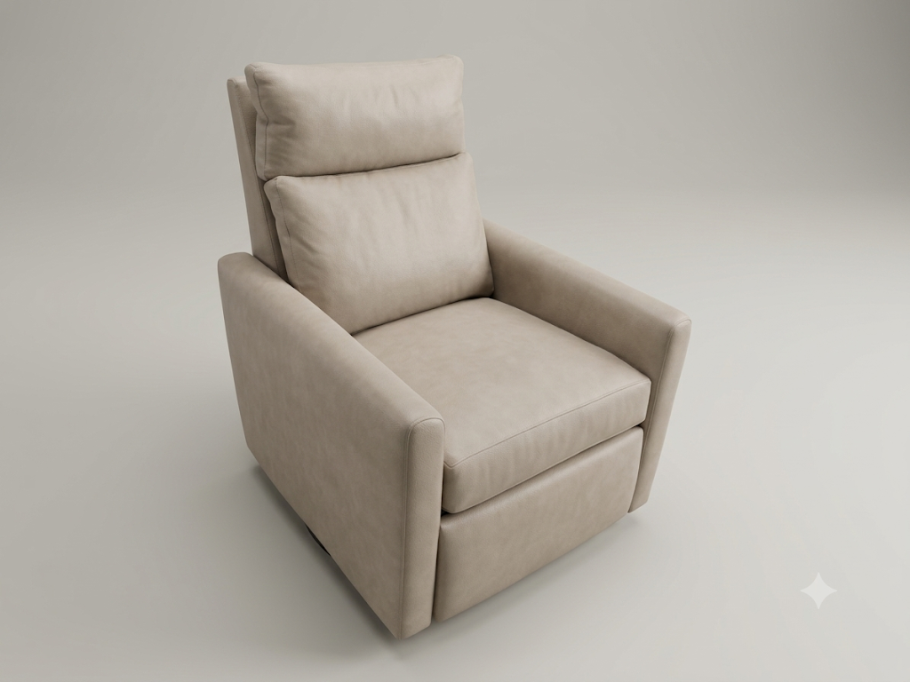 Grey Leather Swivel Recliner