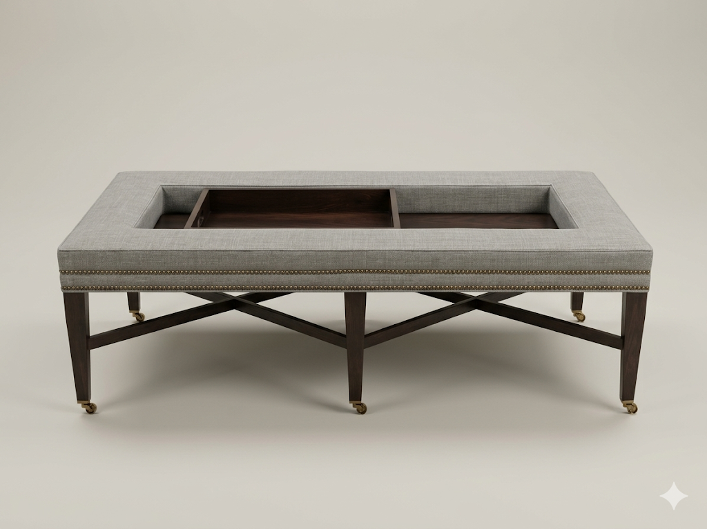 Upholstered Cocktail Table with Nail Trim