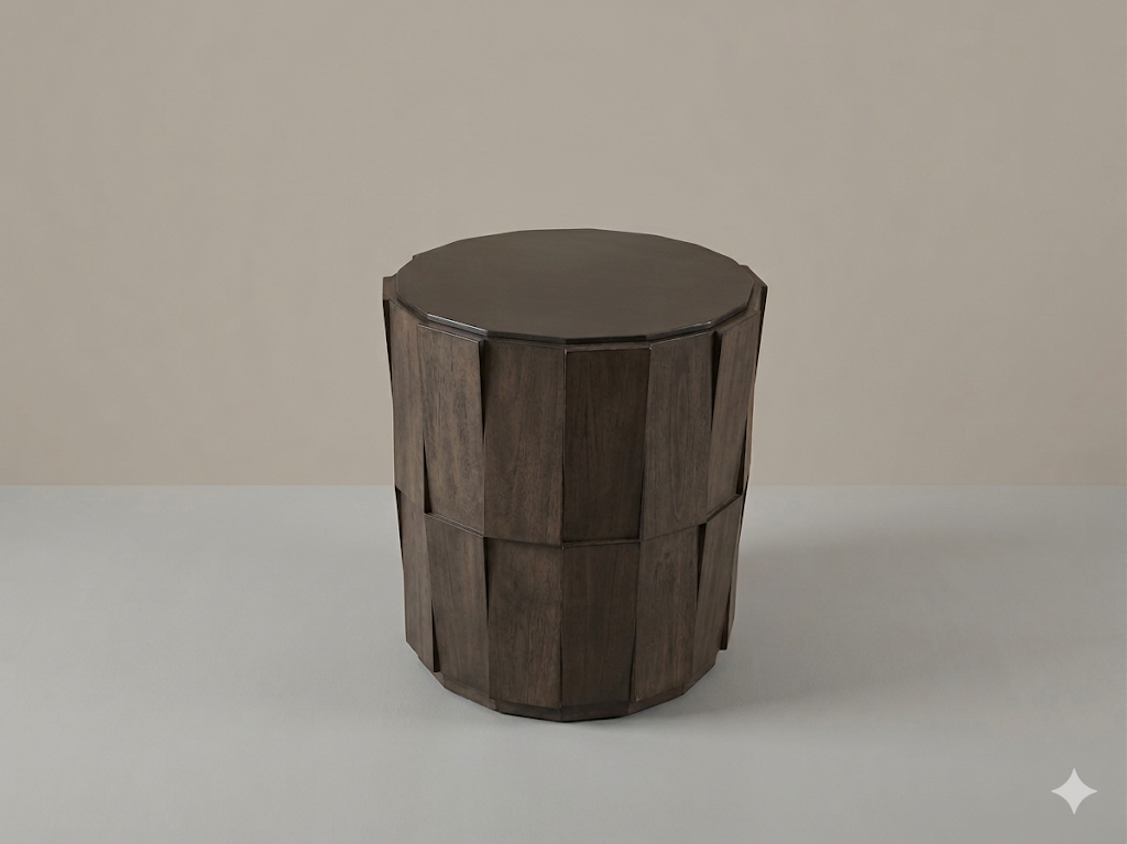 Travertine Round End Table