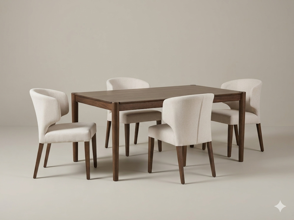 Rectangular Solid Wood Dining Table with Leaf