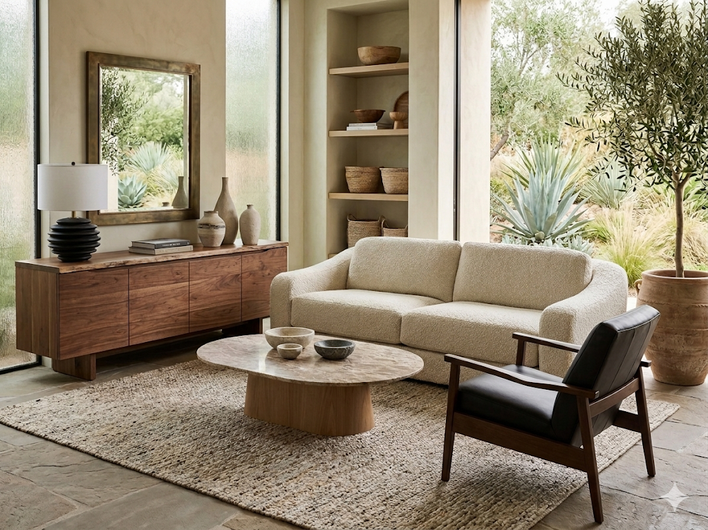 Two Seat Sofa with Curved Arm