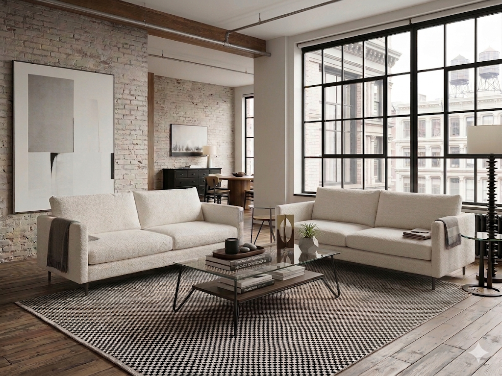 Modern Two Seat Sofa with Metal Legs